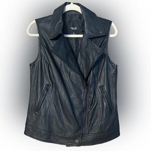 Vera Wang Black Vegan Leather Moto Vest. Size S. NWOT!